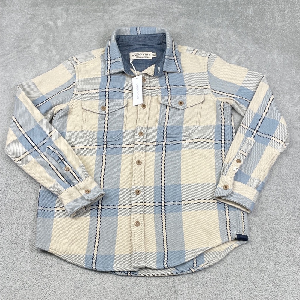 NEW Outerknown XS Men's Blue‎ and Cream Plaid Blanket Shirt